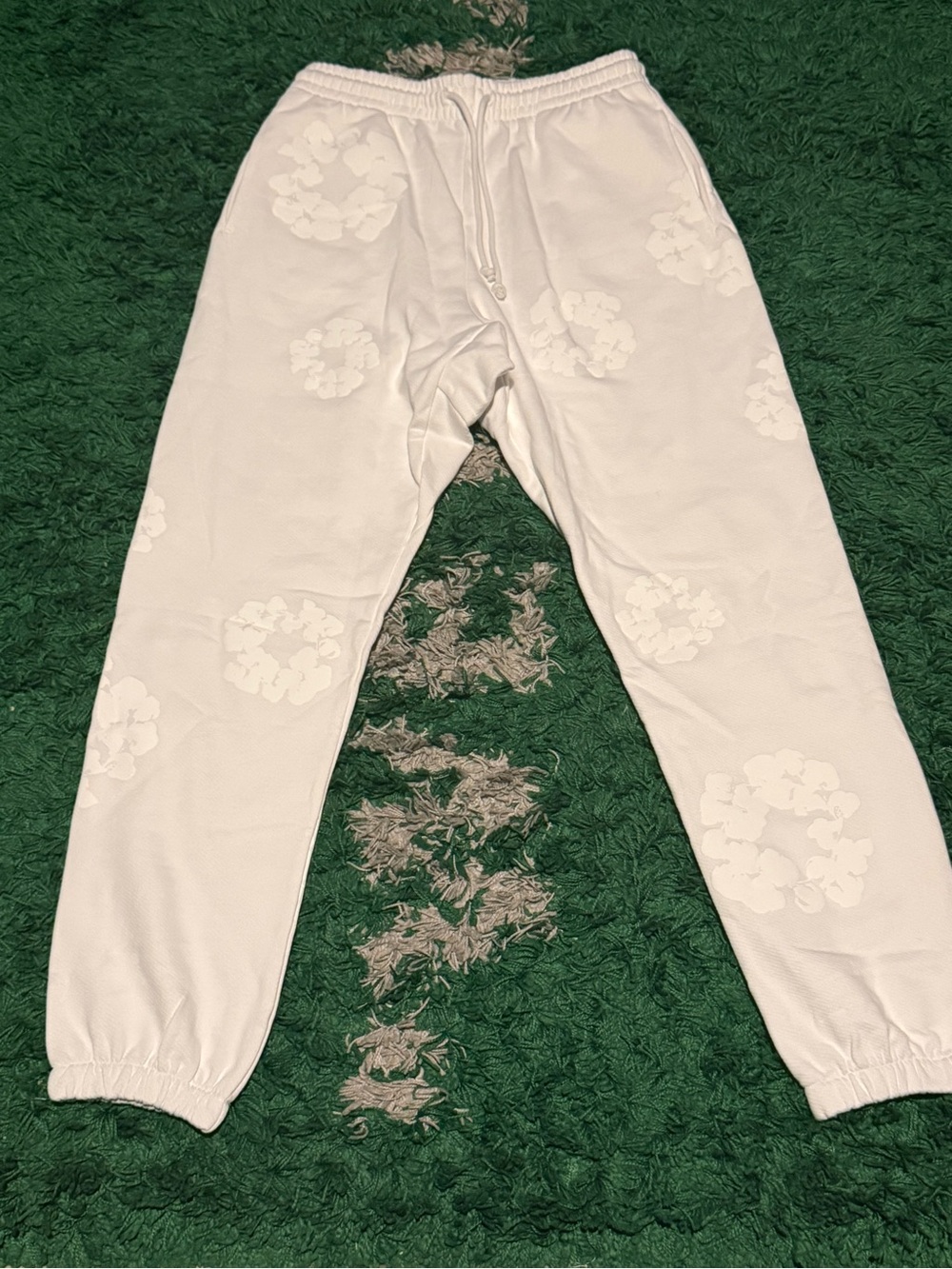 White Floral-Print Men's Jogger Sweatpants